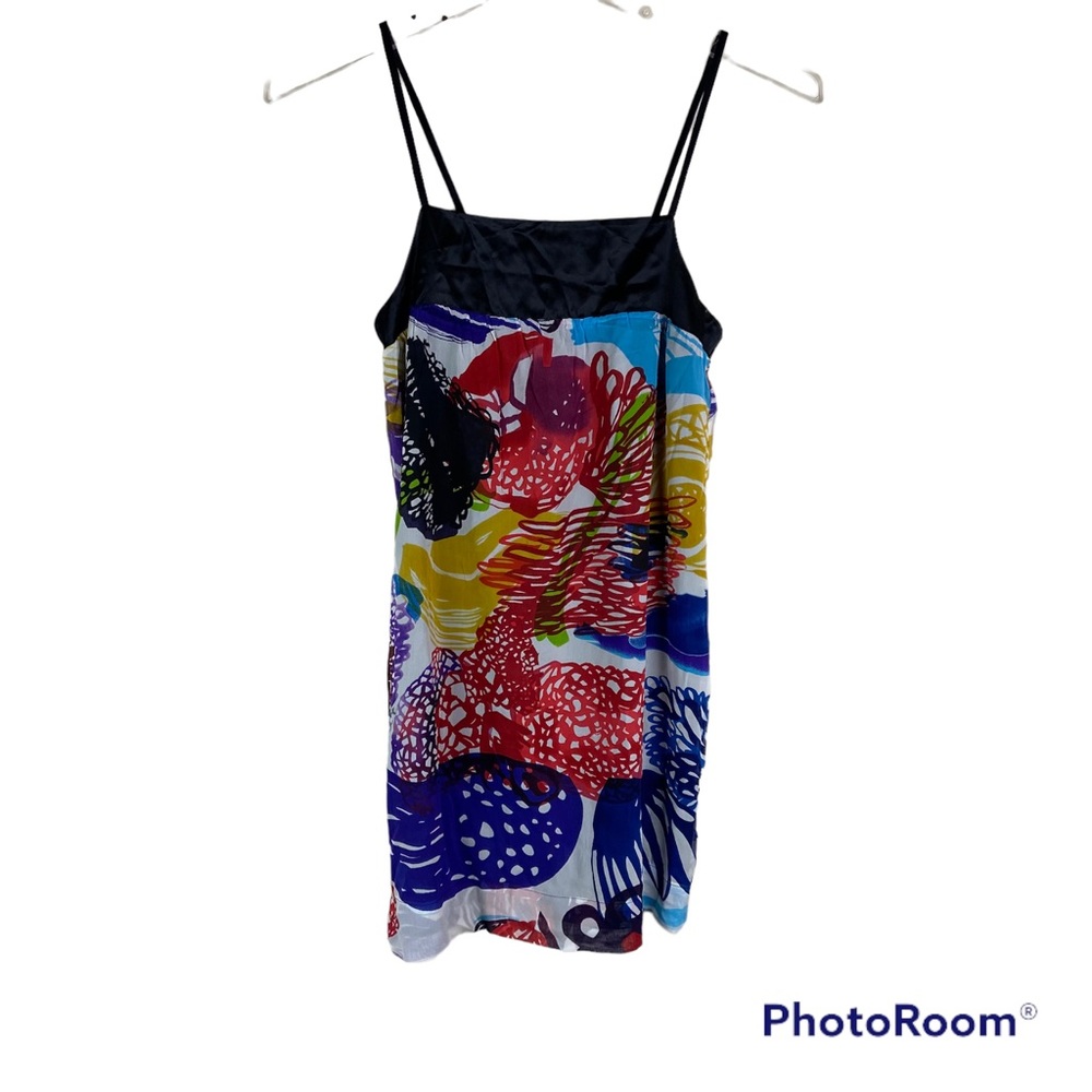 Jenny Han silk multi colored abstract floral midi dress
